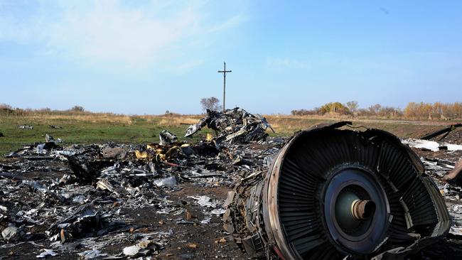 Wreckage of Malaysia Airlines flight MH17. Picture: AFP