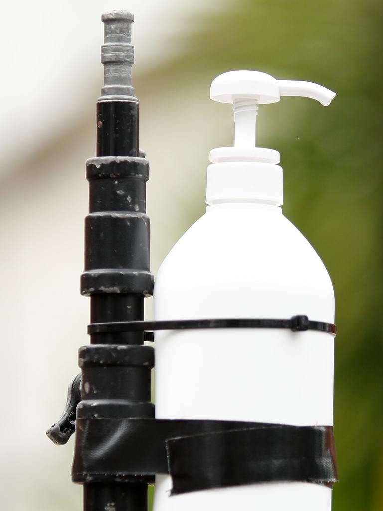 Hand sanitiser was available around the ground. Picture: AFL Photos/Getty Images