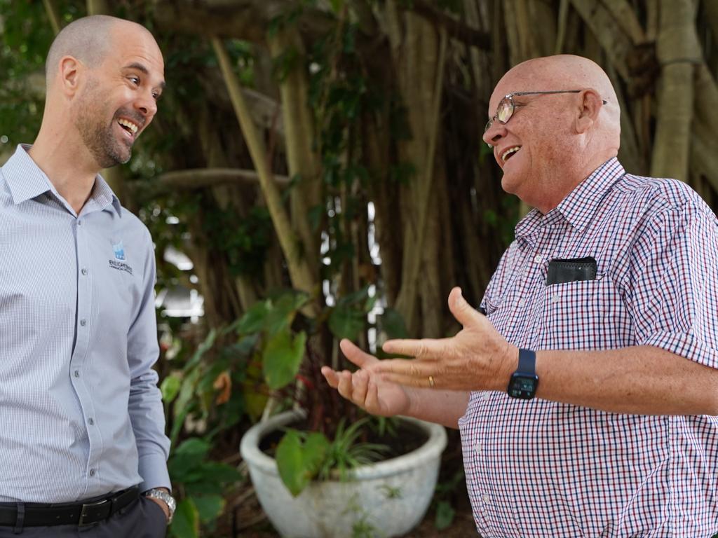 Rotary Mackay Corporate chairman Brendan Hughes with Rotary Club of Mackay member Michael Buckeridge. Picture: Heidi Petith