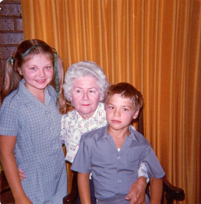 Anne Cox with her god children Cecilia and Aivan Antica. The Antica family worked in Anne's Katherine supermarket.