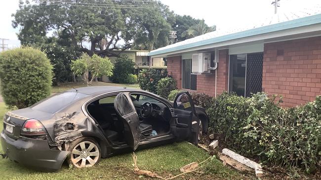 A Holden Commodore crashed into a house at Tapiolas Ave, Kirwan.