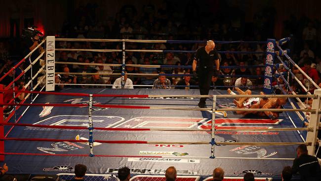 An MMA fight at the Melbourne Pavilion. Picture: Michael Klein