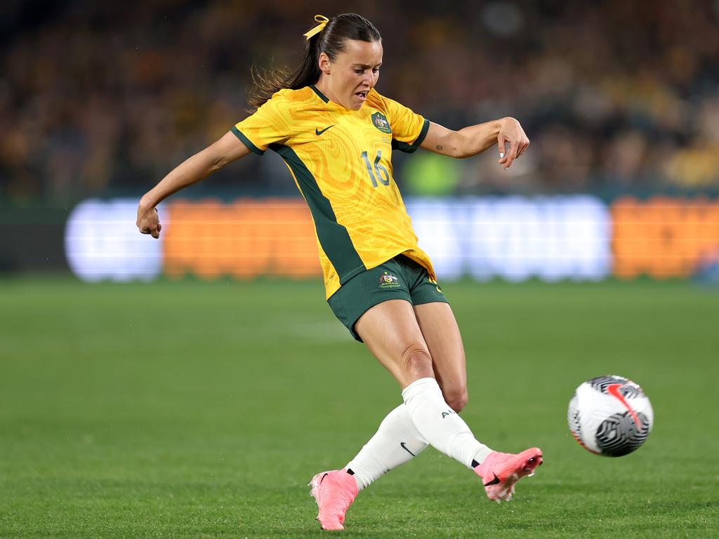 Hayley Raso and the Matildas have an Olympic medal in their sights. Picture: Cameron Spencer/Getty Images