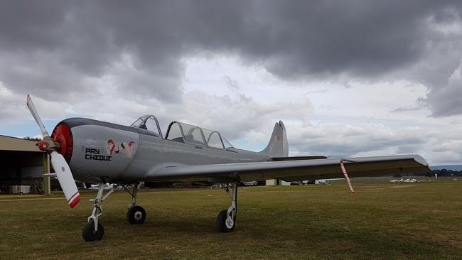 The Yak-52 plane which crashed off South Stradbroke Island.