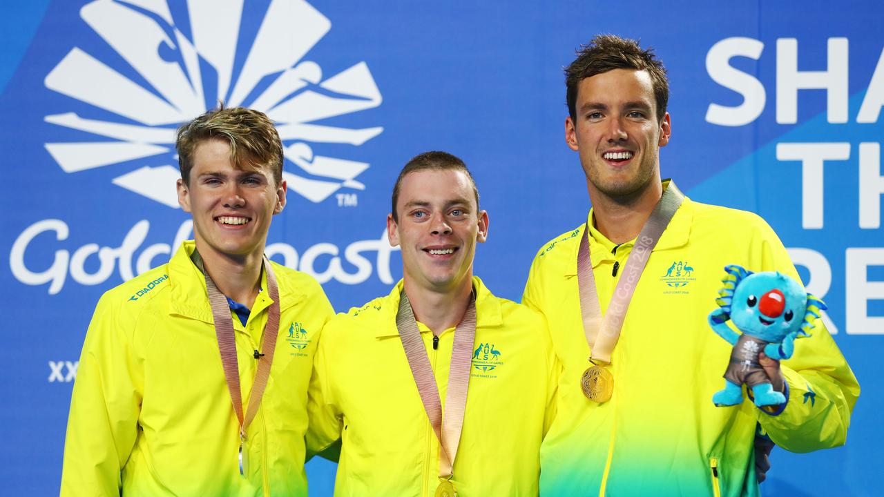 Timothy Hodge (silver), Timothy Disken (gold) and Blake Cochrane (bronze) made a clean sweep of the men's SB8 100m Breaststroke Final.