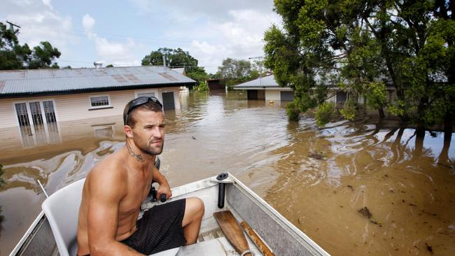 Barry Adams of Woodend used this dingy to help his family move possessions and themselves to higher ground during the 2011 floods. Picture: David Nielsen / Queensland Times