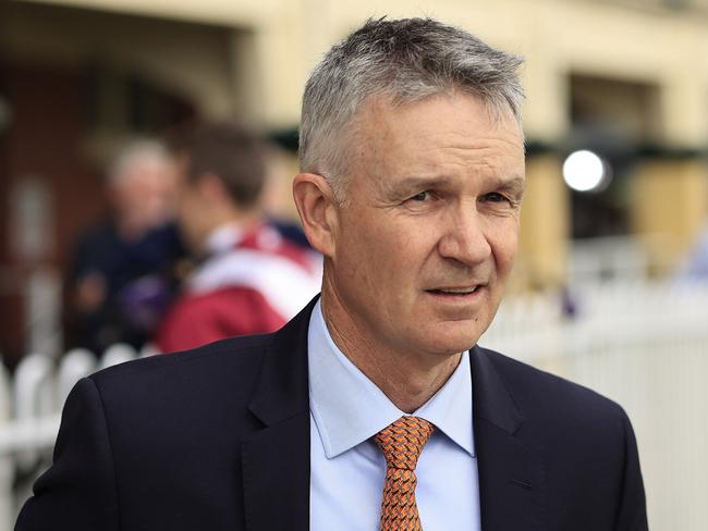 NEWCASTLE, AUSTRALIA - NOVEMBER 13: Trainer Matthew Smith looks on after winning race 7 with Festival Dancer during Sydney Racing at Newcastle Racecourse on November 13, 2021 in Newcastle, Australia. (Photo by Mark Evans/Getty Images)