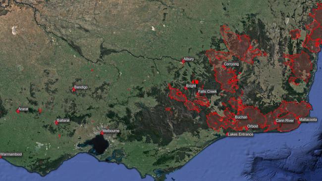 The fire damage in Victoria. Picture: Digital Agriculture Services