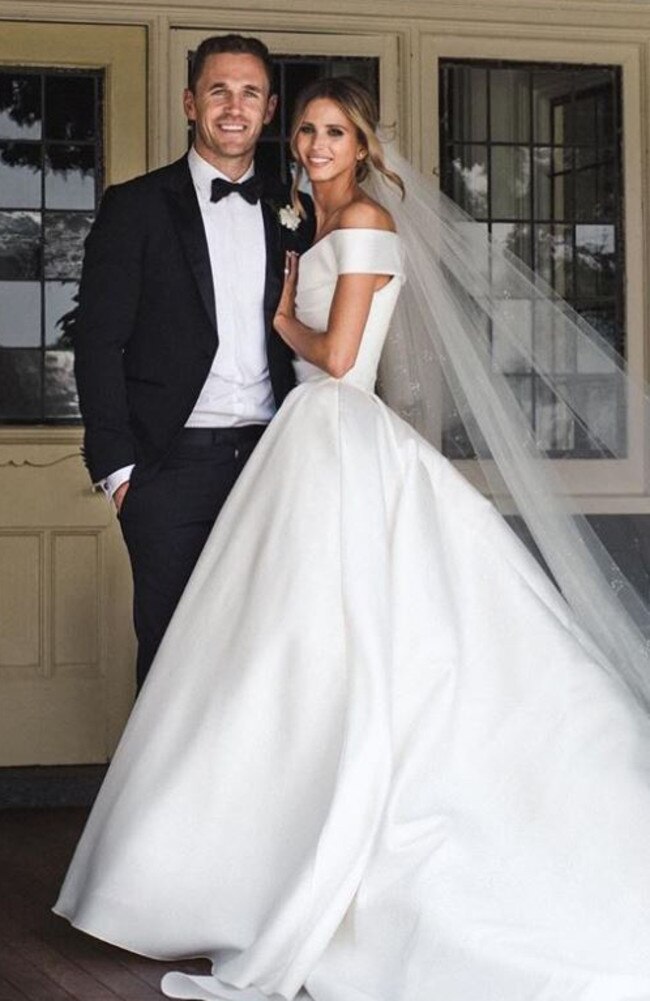 Joel and Brit Selwood on their wedding day. Picture: @joeyandjase via Instagram