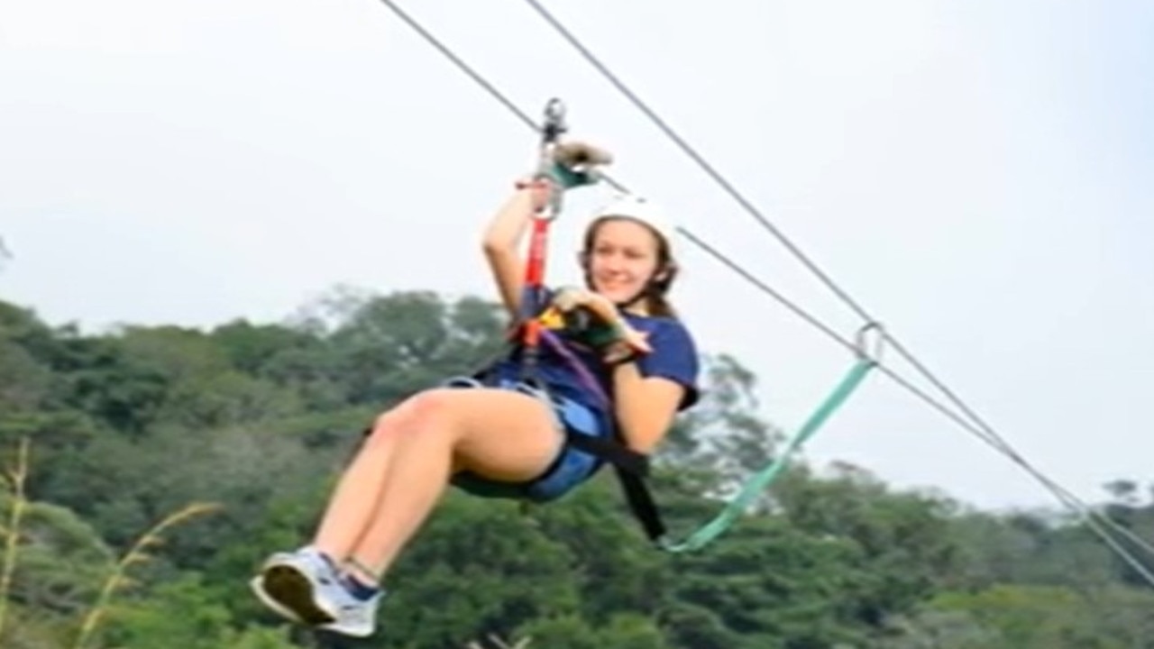 Gabby Petito on a zip wire, one of many outdoor activities she seemed to enjoy. Picture: Moloney Funeral Home.