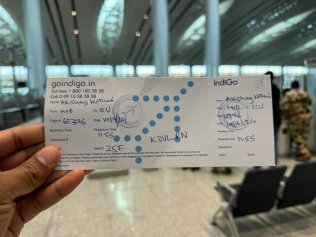 A traveller at an Indian airport was given a hand-written boarding pass. Picture: Twitter