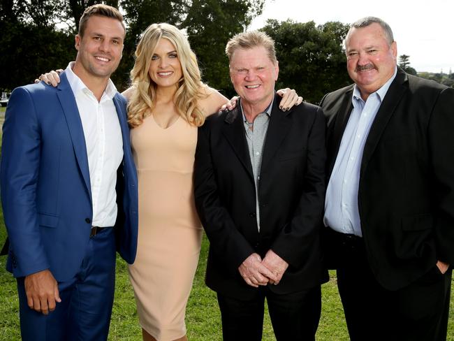 Erin Molan with Footy Show colleagues Beau Ryan, Paul Vautin and Darryl Brohman. Picture: Gregg Porteous