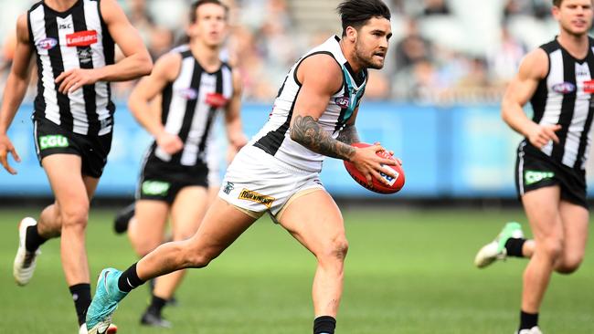 WINGARD WIZARDRY: Brilliant playmaker Chad Wingard can be a finals difference-maker for Port Adelaide says 2004 flag hero Darryl Wakelin. Picture: Julian Smith (AAP).