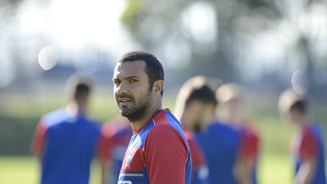 Newcastle Jets Player Nikolai Topor-Stanley at training before the Grand Final this week. Picture's Darren Leigh Roberts