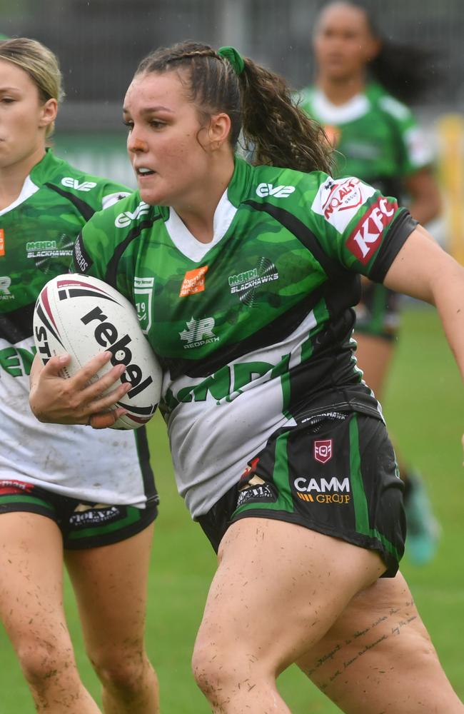 Townsville Blackhawks juniors against Mackay Cutters. U19 girls at Jack Manski Oval. Blackhawks Lhylla Williamson. Picture: Evan Morgan