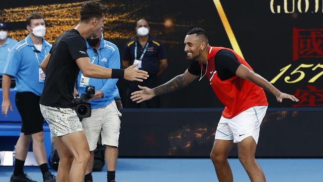 The rock stars of the tennis circuit – Nick Kyrgios, right, and Thanasi Kokkinakis. Picture: Darrian Traynor/Getty Images