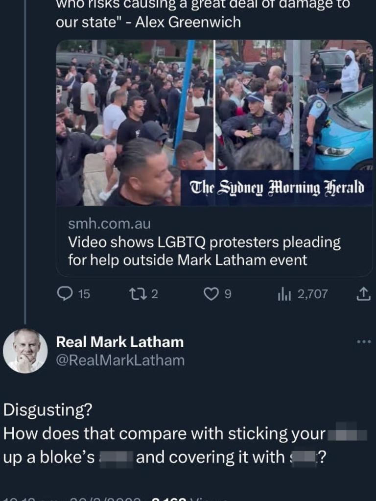 Mark Latham’s tweet caused controversy.