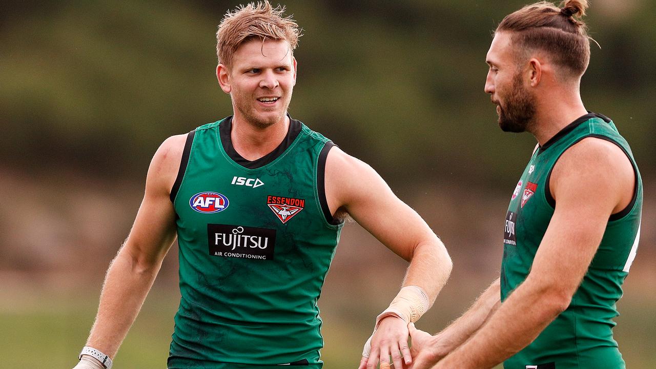 Will Michael Hurley and Cale Hooker remain at the Bombers for 2021? Photo: Daniel Pockett/Getty Images.