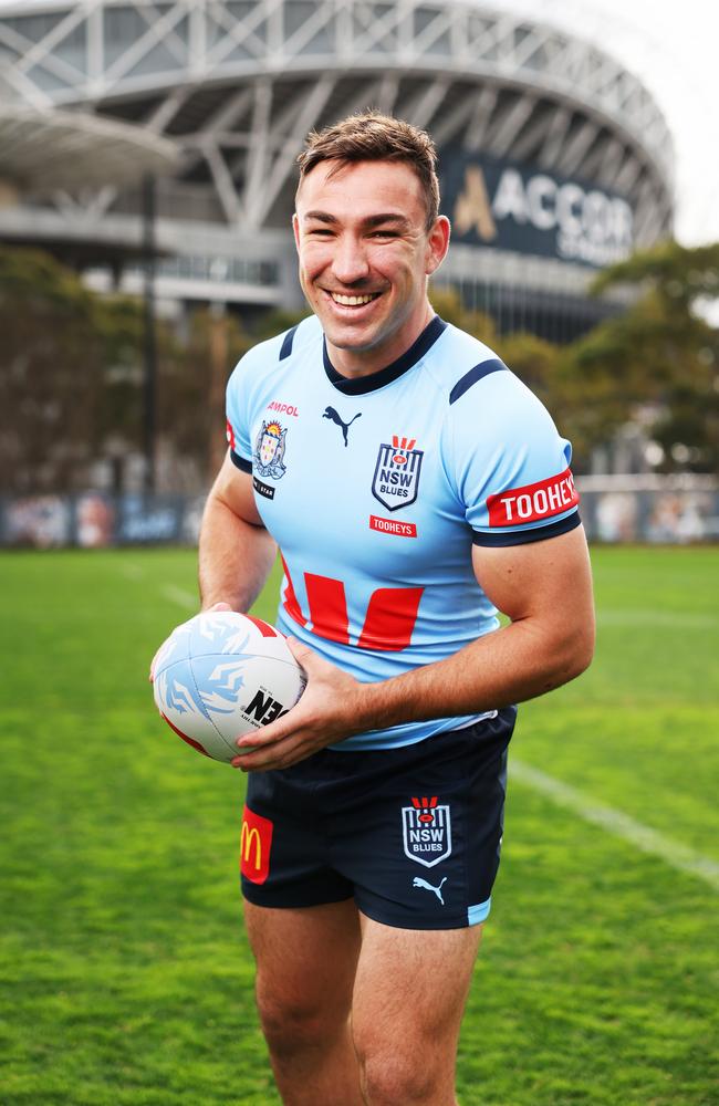 The Daily Telegraph. 8.7.2024 Reece Robson. Westpac NSW Blues players, Westpac NSW Blues squad media day ahead of State of Origin Game 3. Picture: Rohan Kelly