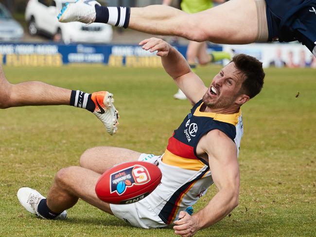 Crows SANFL captain Matthew Wright in action against South Adelaide on August 24, just before the Crows started their finals campaign. Picture: MATT LOXTON