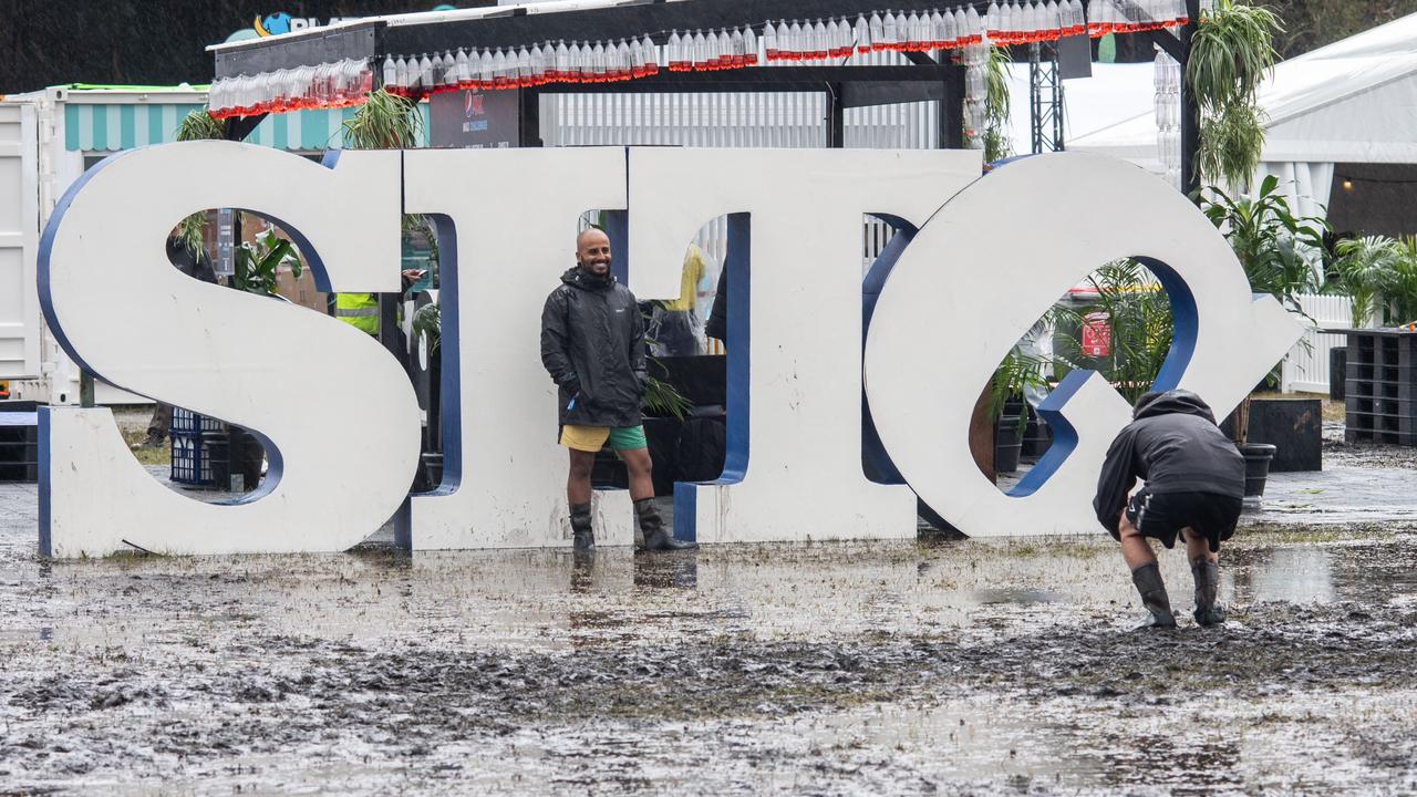 The site became a flooded bog on Friday. Picture: Marc Grimwade/WireImage