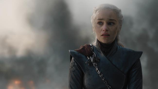 Daenerys Targaryen (Emilia Clarke) watches Kings Landing burn. Picture: Foxtel