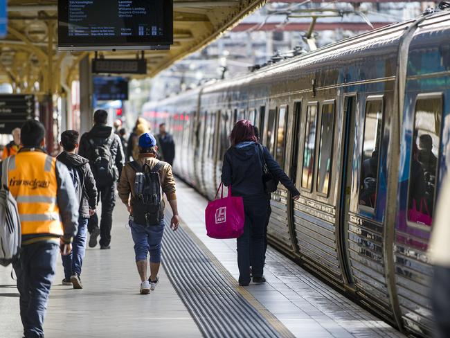 Trains Moving Again.  Melbourne's train network is moving again at Flinders Street Station as members of the Rail, Tram and Bus Union members who work for Metro Trains end their strike action. Picture: Eugene Hyland