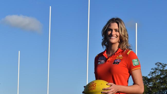 Lauren Bella is the Gold Coast Suns ruckman and a strong advocate for Mackay sport. Picture: Matthew Forrest