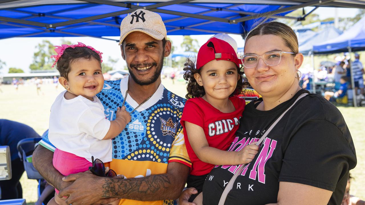 At the Warriors Reconciliation Carnival are (from left) Poppi Bartman, Steven Bartman, Preston Bartman and Jessica Milward at Jack Martin Centre, Saturday, January 25, 2025. Picture: Kevin Farmer