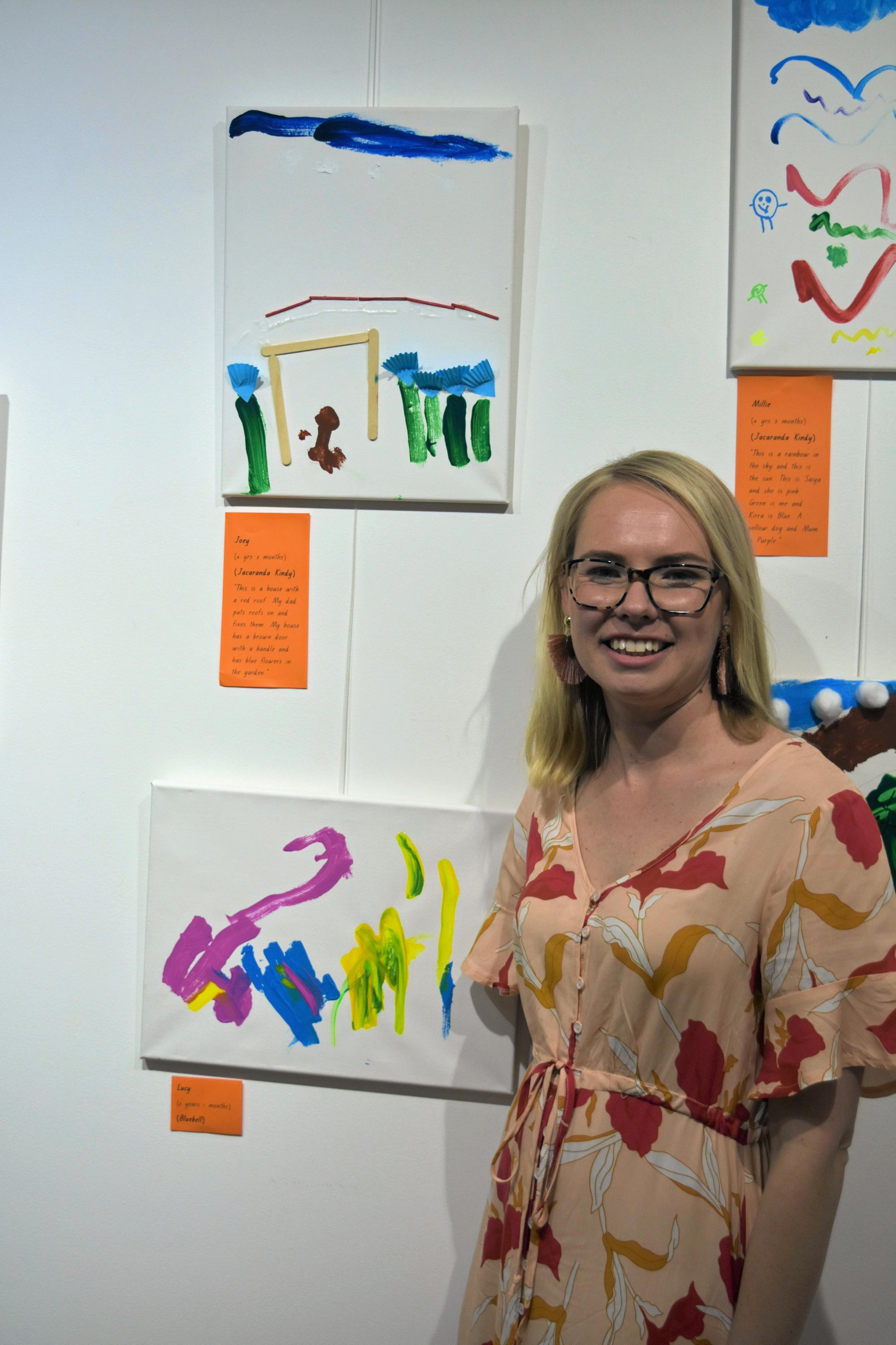 Emma McGovern with her son Joey's artwork. Picture: Shannon Hardy