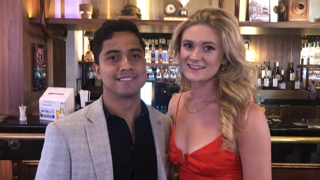 Jose Cubo and Lucy Beel, both of Manly, at Manly's Hotel Steyne 2022 Melbourne Cup event. Picture: Jim O'Rourke