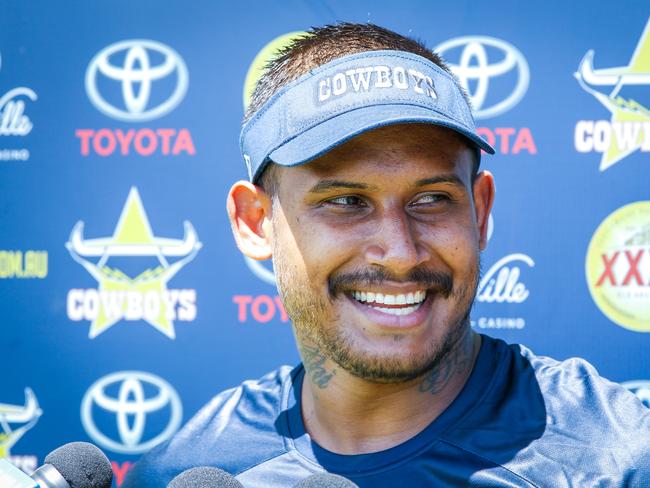 Ben Barba is seen at a North Queensland Cowboys pre-season training session held at the Townsville Sports Reserve in Townsville, Monday, November 12, 2018. (AAP Image/Michael Chambers) NO ARCHIVING