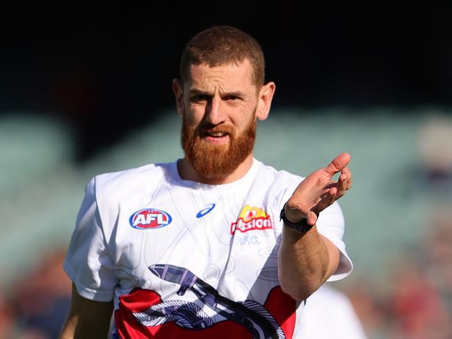 ADELAIDE, AUSTRALIA - AUG 11: Liam Jones of the Bulldogs during the 2024 AFL Round 22 match between the Adelaide Crows and the Western Bulldogs at Adelaide Oval on August 11, 2024 in Adelaide, Australia. (Photo by Sarah Reed/AFL Photos via Getty Images)