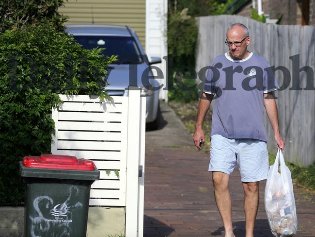 Bin day at the Foley residence on Thursday. Picture: John Grainger