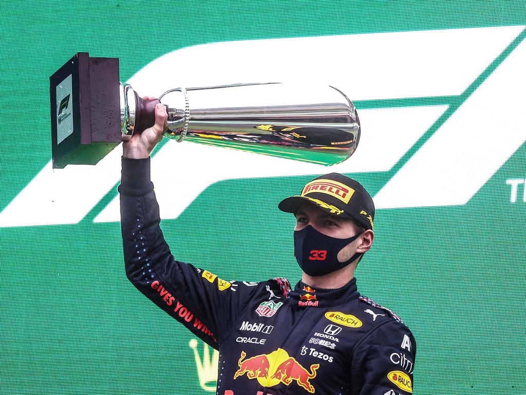 Max Verstappen won the Belgian Grand Prix with little fanfare. (Photo by KENZO TRIBOUILLARD / AFP)