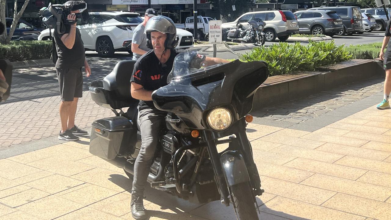 Brad Fittler on his motorbike in Toowoomba for the NRL Hogs tour.