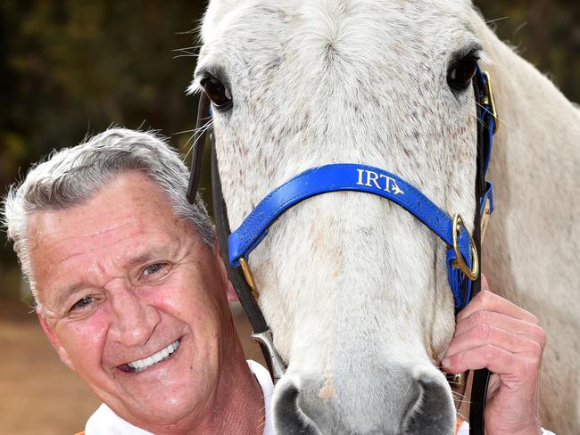 Greg Hall and 29 year old racehorse, Subzero, reflect on their winning performance in the 1992 Melbourne Cup.Picture: Jay Town