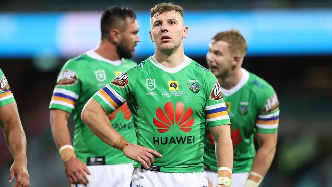 Canberra’s homesick English halfback George Williams didn’t feel like working for the Raiders this week. Picture: Cameron Spencer/Getty Images