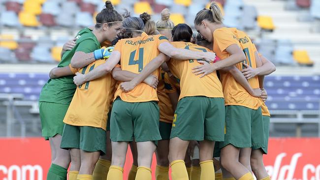 The Matildas had to play a clash with Brazil behind closed doors at Queensland Sport and Athletics Centre in 2014. Picture: Getty Images