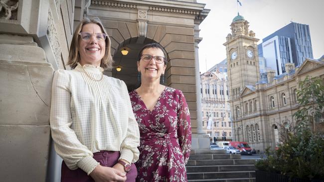 New HCC councillor Gemma Kitsos and Greens MP Helen Burnet at Hobart. Picture: Chris Kidd