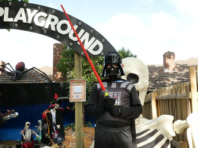 Ben dressed as Darth Vader for Halloween trick-or-treating at North Balwyn.