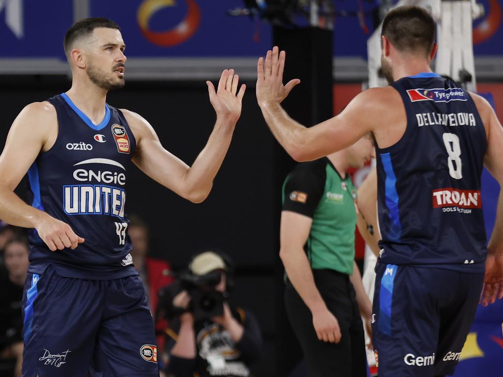 Chris Goulding and Matthew Dellavedova led Melbourne United to the NBL grand final. Picture: Getty Images