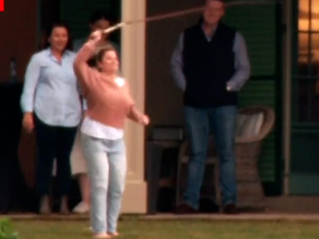 Jenny Morrison got into the action too. Picture: 9News