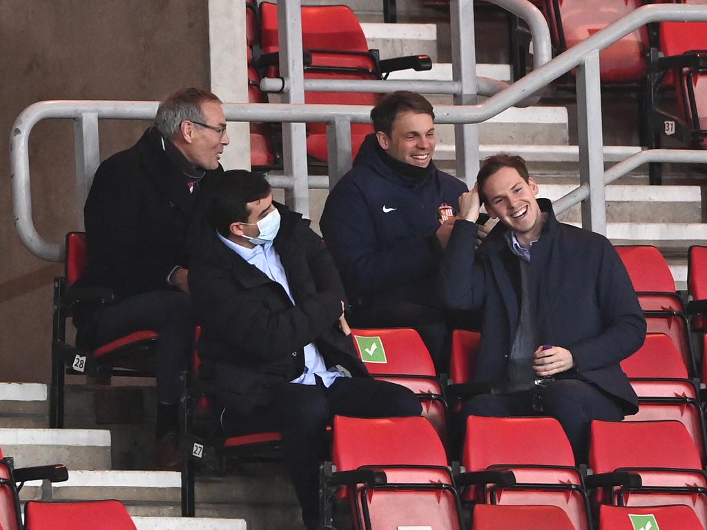 Sunderland chairman Kyril Louis-Dreyfus (right) looks on from the main stand.