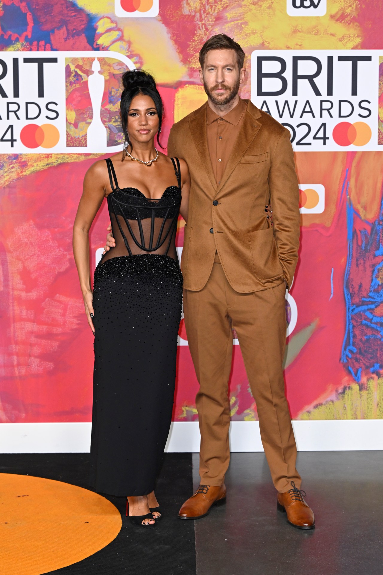 <p>Vick Hope and Calvin Harris at the 2024 Brit Awards.</p>