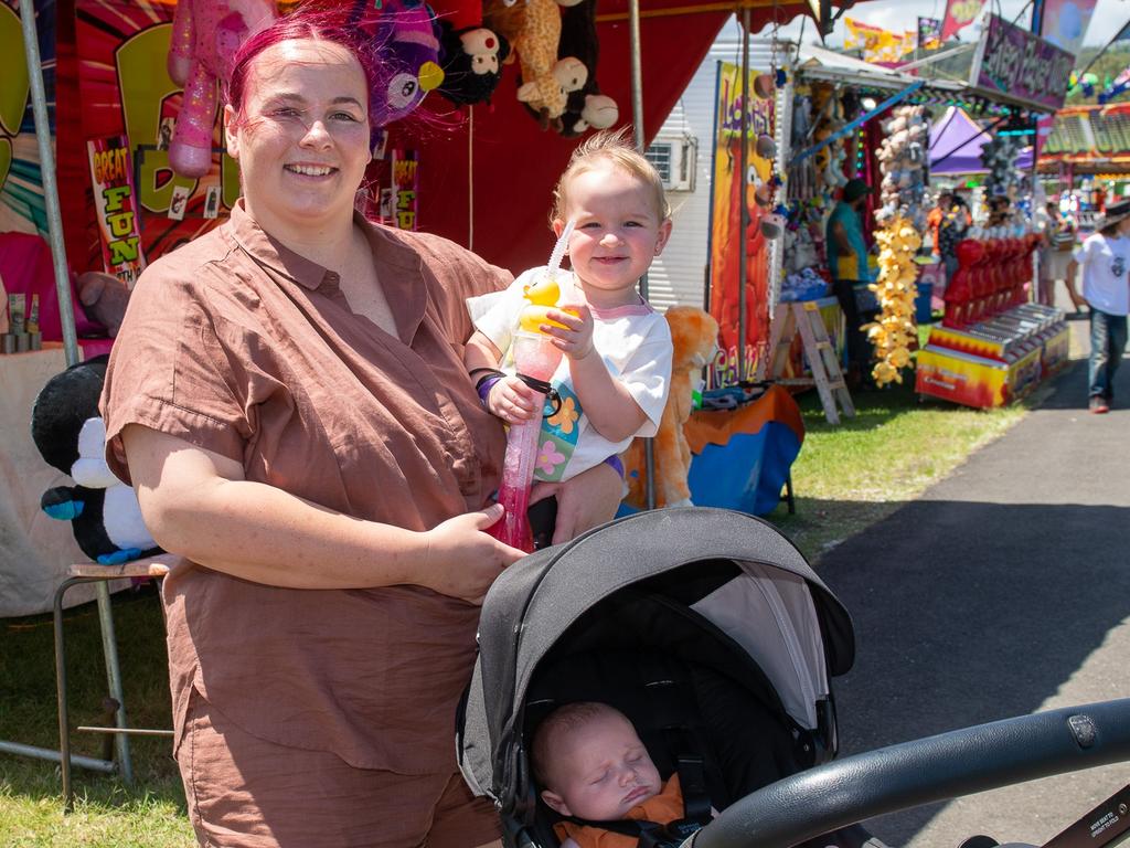 Mum, Ruby Murphy with her kids Evelyn and Kalyn, from Casino. Picture: Cath Piltz