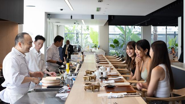 A 12m sushi bar forms the centrepiece of the new Komeyui restaurant in Spring Hill. Picture: David Kelly