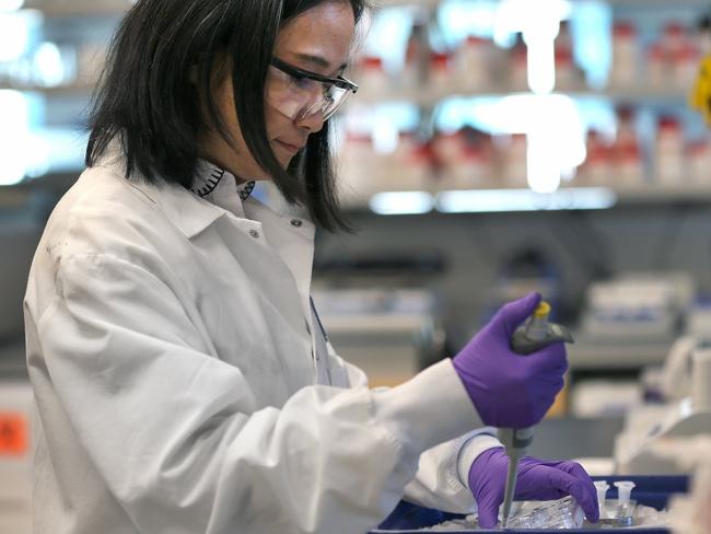 A scientist in the lab at Moderna in the US. Picture: Getty