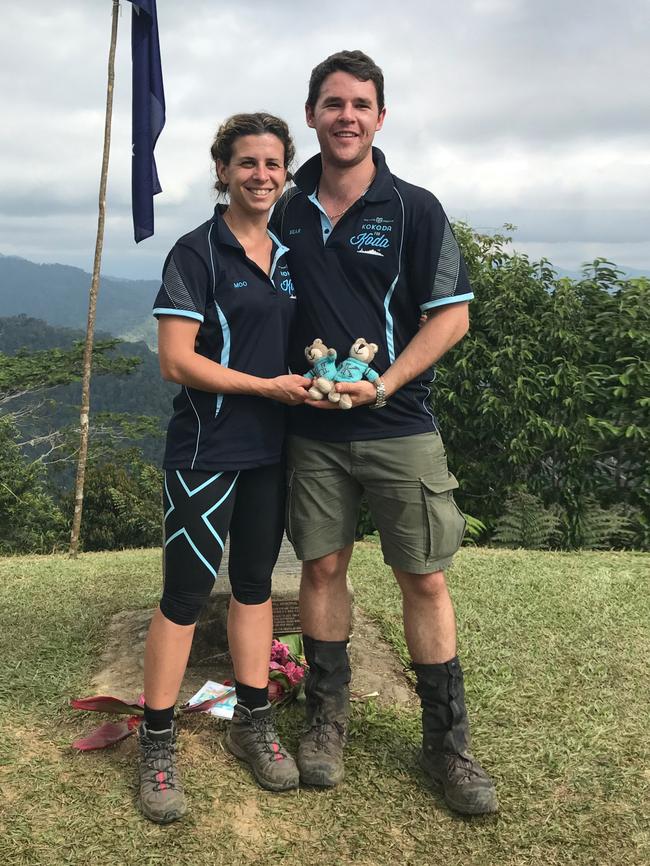 Melissa Little and partner Lachlan Napier on a Kokoda trip in 2017. Picture: Supplied by family