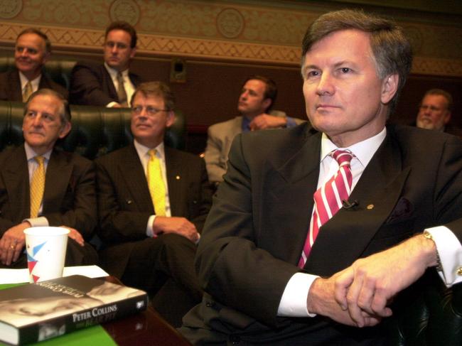 Peter Collins launching his book The Bear Pitt in State Parliament House in 2000.